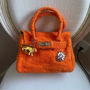 NWT MONICA BIANCO  orange  small terry cloth bag